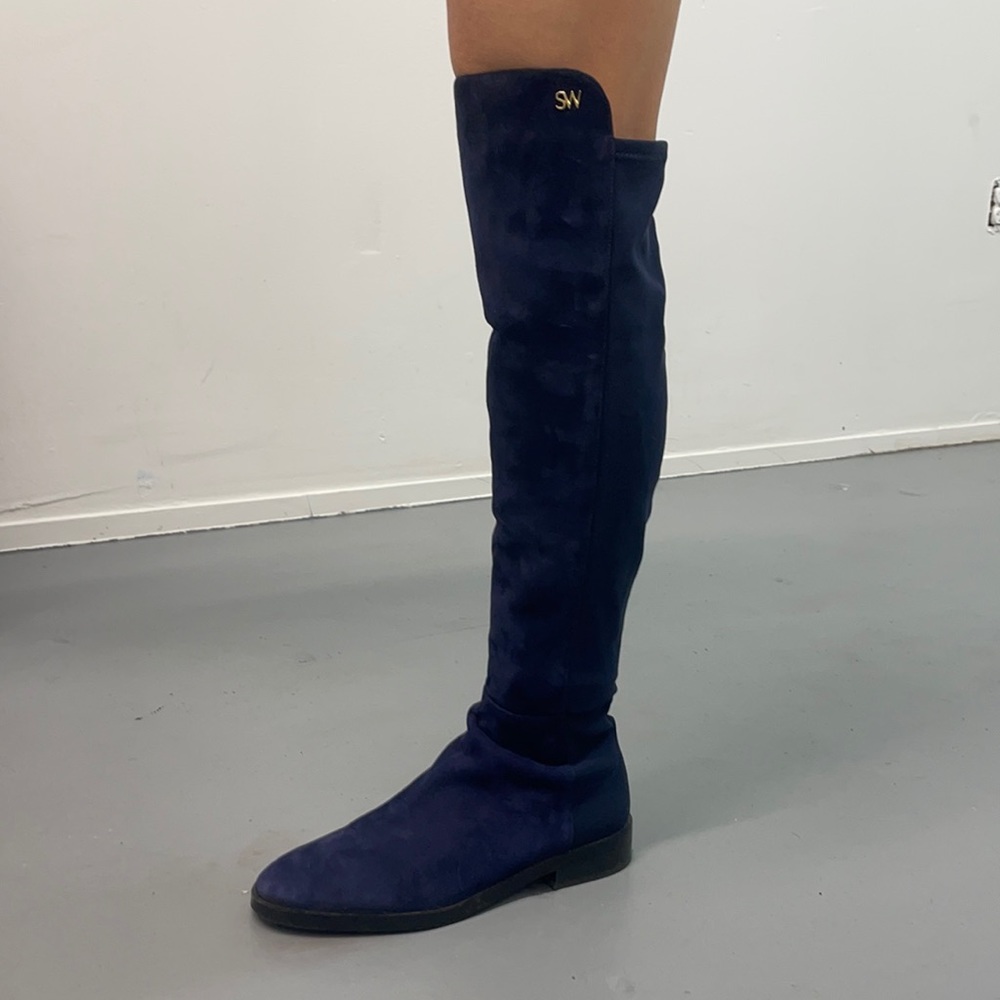 Stuart Weitzman Women's Allserve Nice Blue Suede Knee Boot